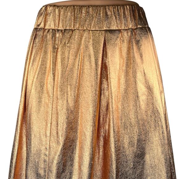 Anthropologie Moulinette Soeurs Gold Metallic High Waisted A Line Mini Skirt XS - Picture 4 of 6